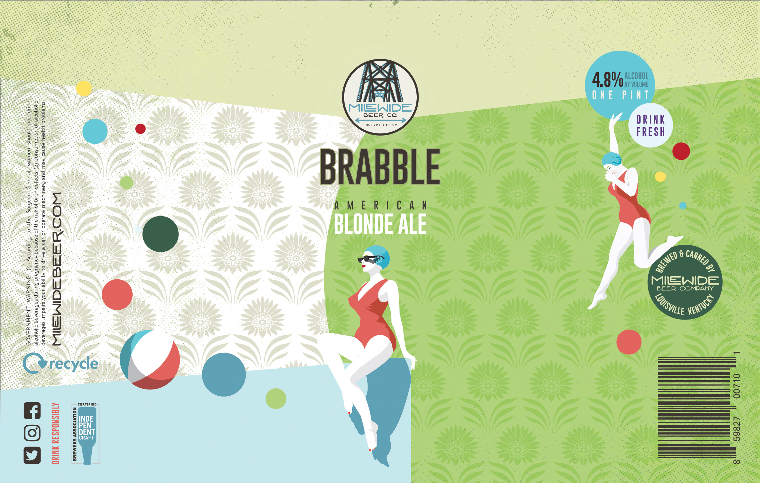 Brabble Blonde Ale – Can Illustration & Packaging Design Mile Wide Beer Co. | Louisville, KY - Joanna Davis - ModRabbit Creative