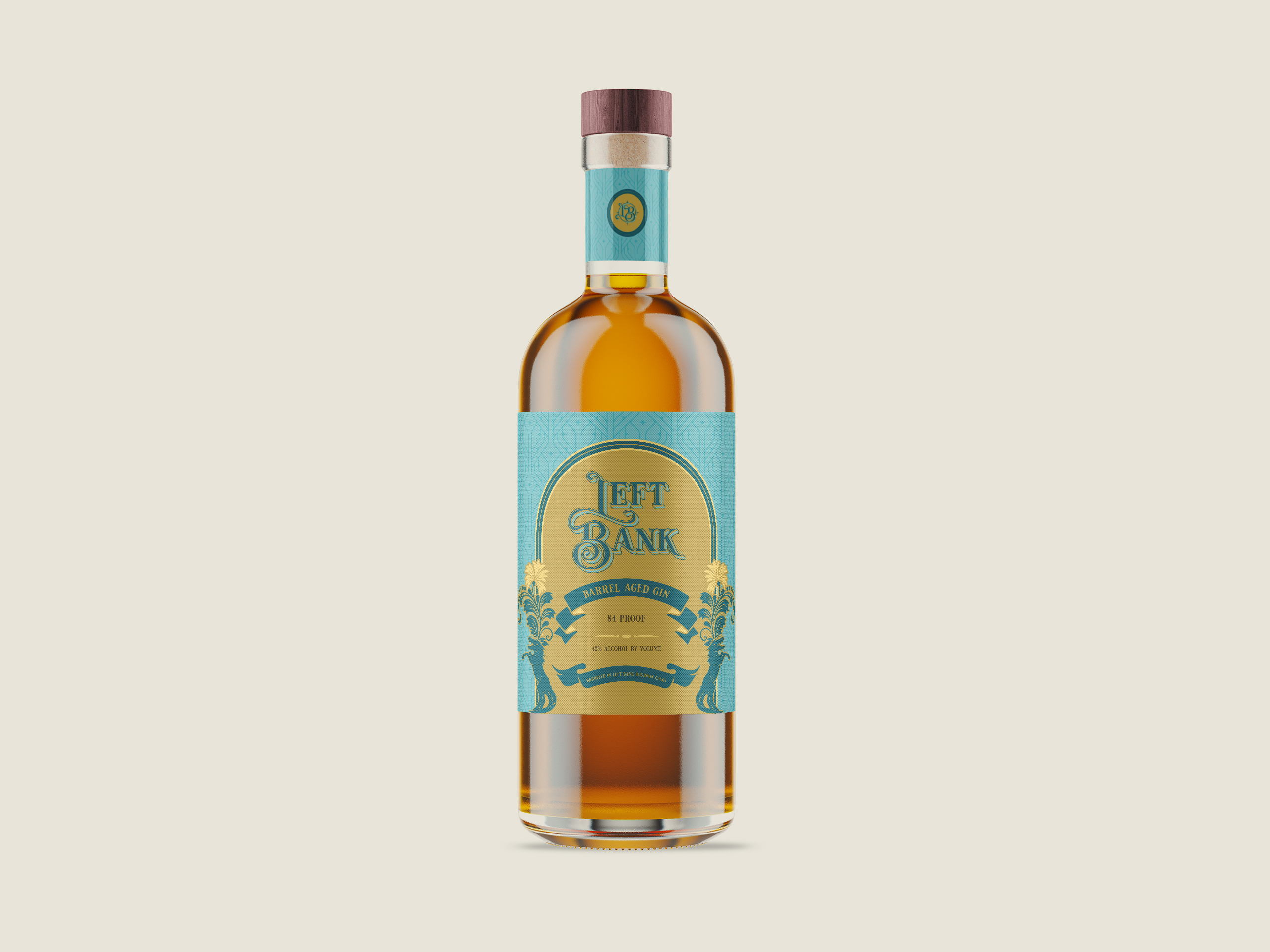 Left Bank Barrel Aged Gin Label Design - ModRabbit Creative