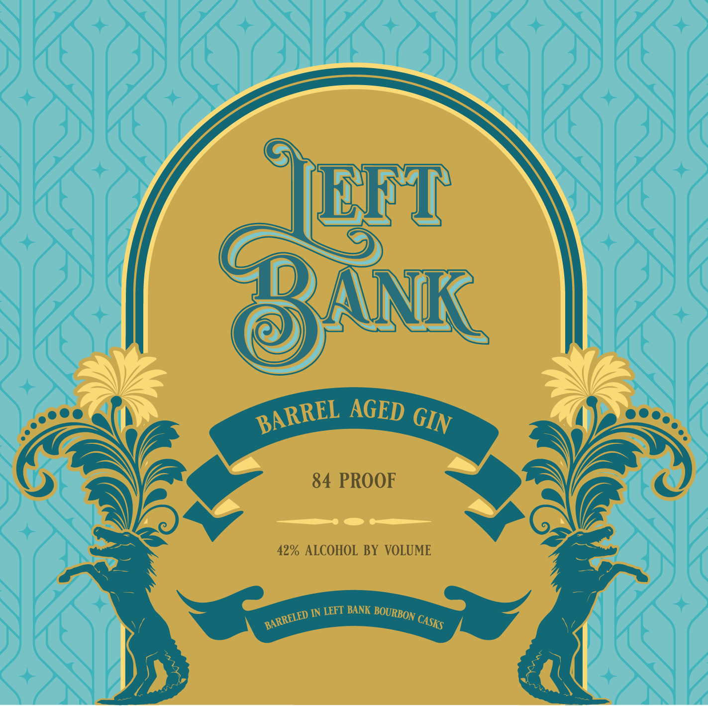 Left Bank Barrel Aged Gin Label Design - ModRabbit Creative