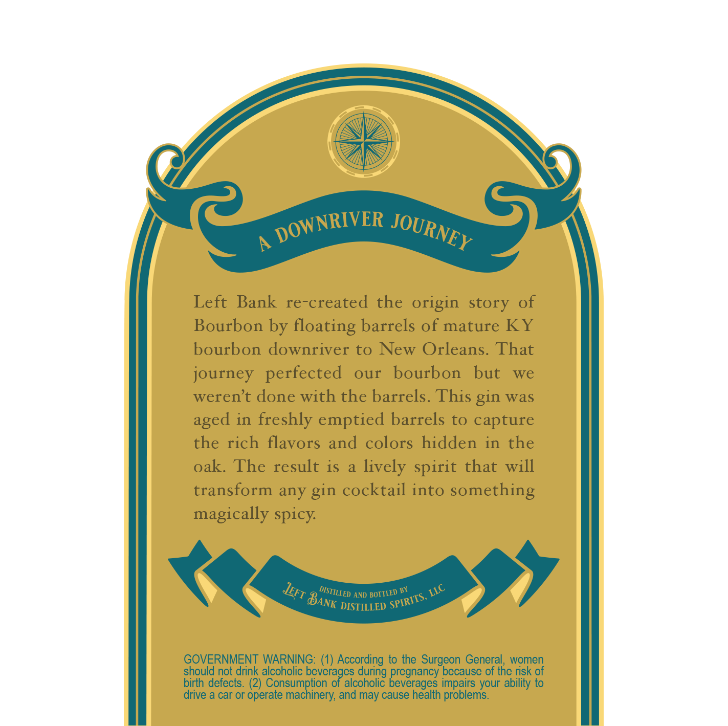 Left Bank Barrel Aged Gin Label Design - ModRabbit Creative