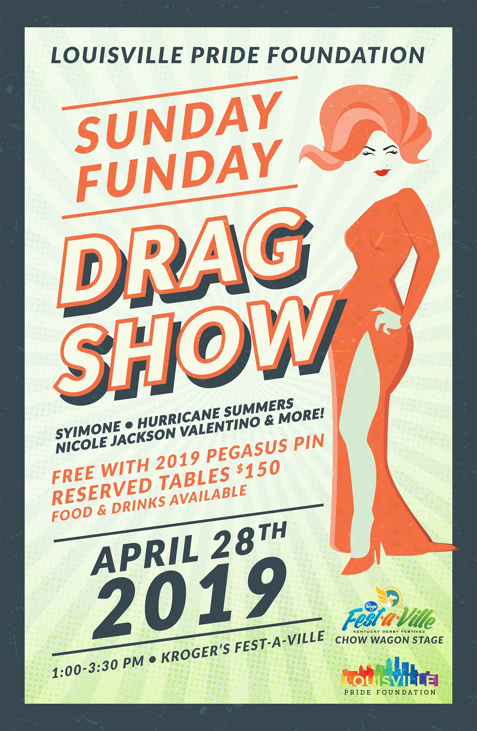 Louisville Pride 2019 Sunday Funday Event Poster - ModRabbit Creative - Artist Joanna Davis